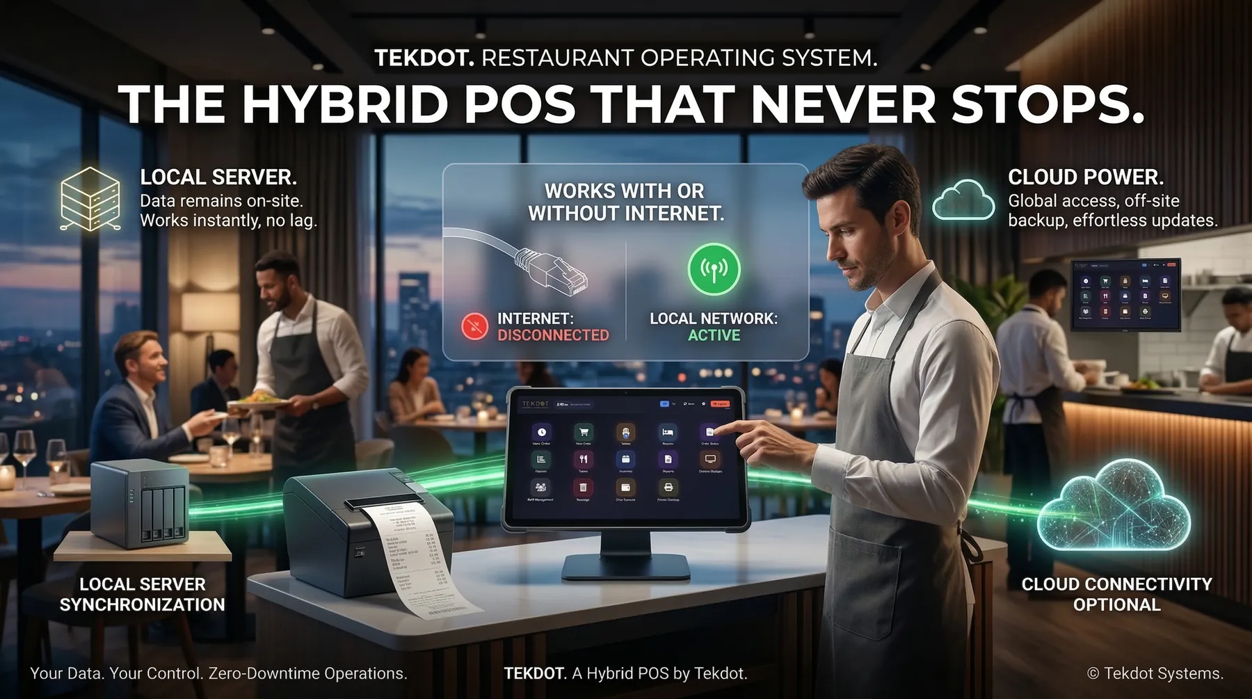 TekDot hybrid POS working with or without internet